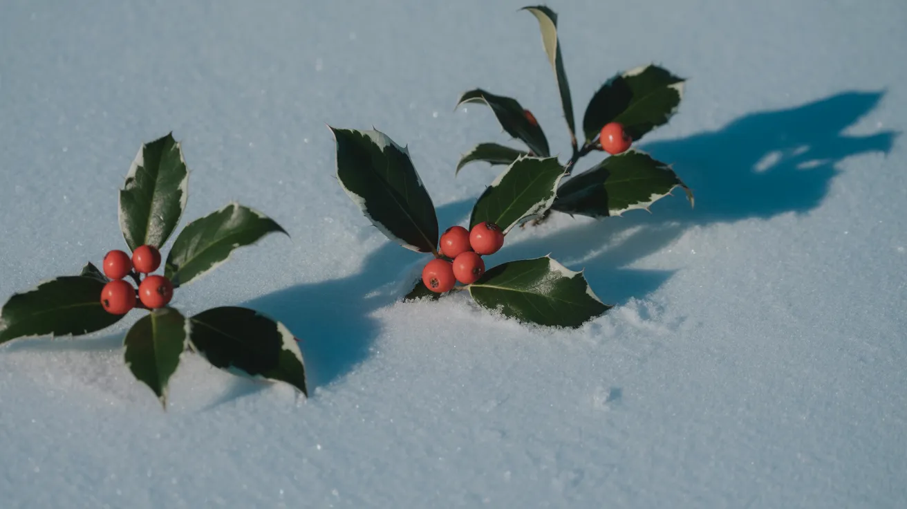 Cool Winter mood — true red berries on crisp white snow