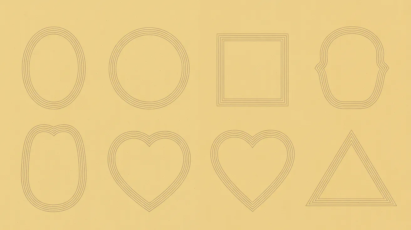 The eight face shapes arranged as geometric outlines