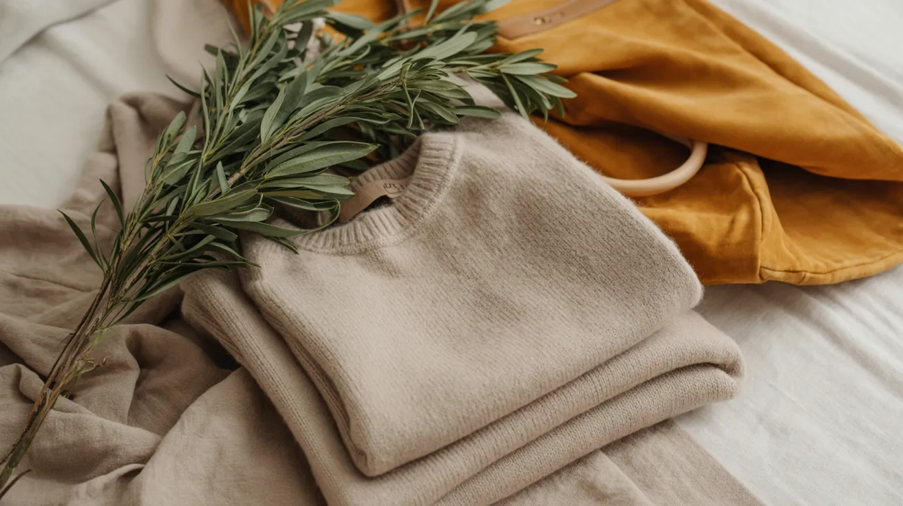 Soft Natural essence — cashmere sweater with sage and honey leather