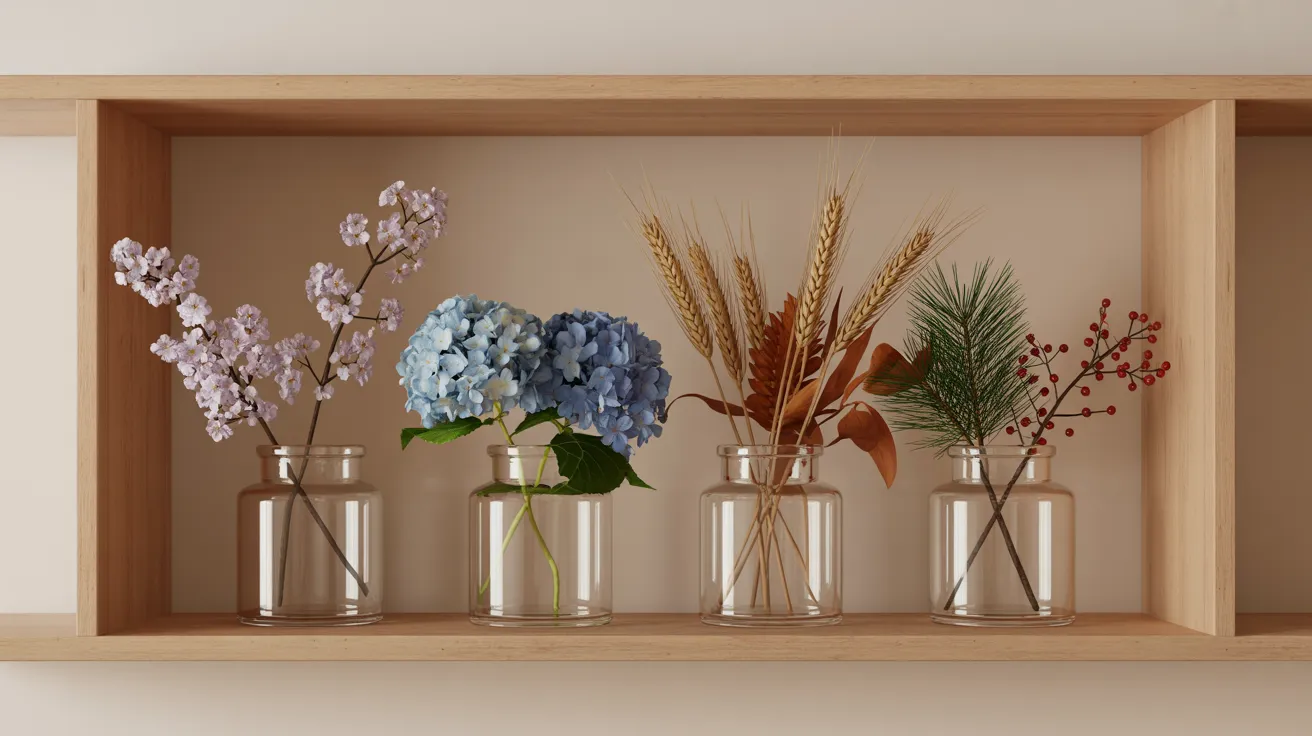 The four seasons represented as botanical still life