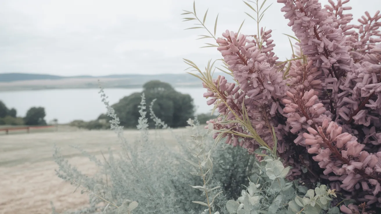 Soft Summer mood — dusty mauve wisteria and sage eucalyptus